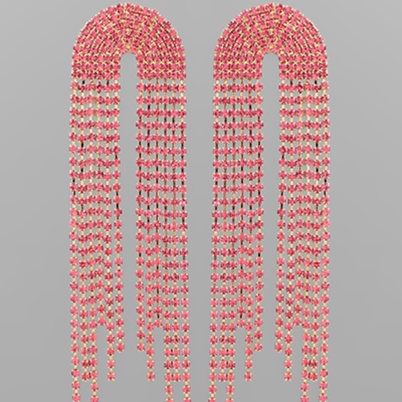 Crystal Arch & Tassel Earrings - Picture 1 of 2